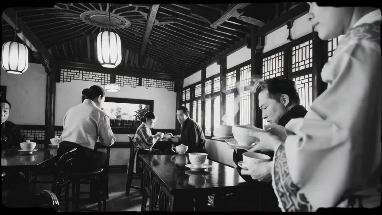Traditional Chinese Tea Ceremony in a Tea House