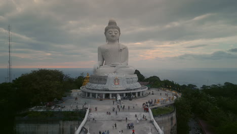 giant buddha statue on koh samui at sunset