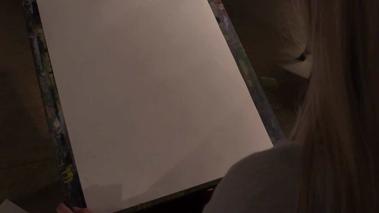 Premium stock video - Girl artist getting ready to draw