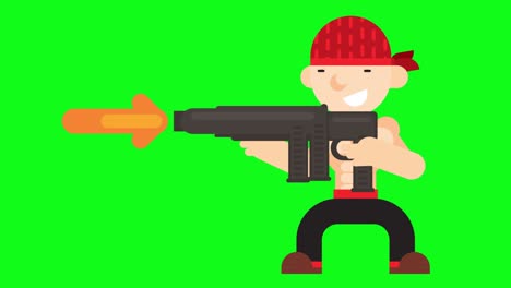 la mafia del diseño plano disparando una ametralladora.