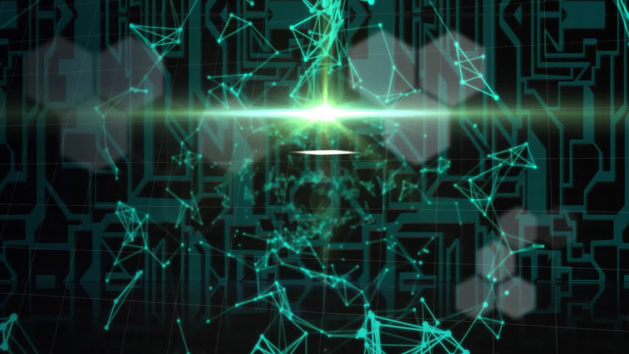 animación del procesamiento de datos digitales y las conexiones sobre fondo negro