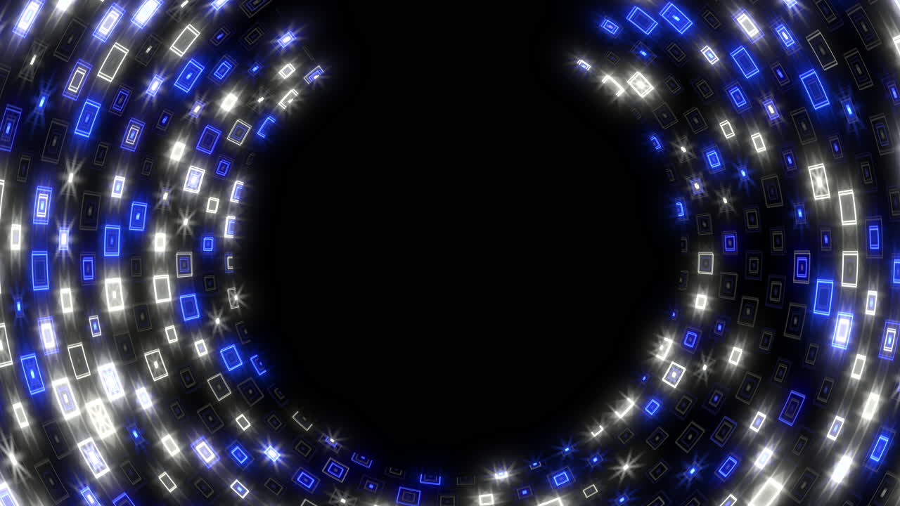 파란색과 색 사각형의 원형 나선형 배경과 디자인에 대한 눈에 띄는 패턴