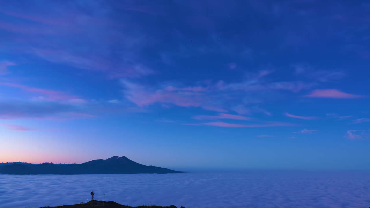 Sunrise time-lapse over National Park Vicente Perez Rosales in Chile, beautiful golden colours.