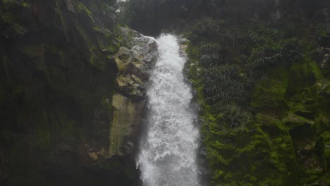 waterfall on top of mountain with river. forest river rocks. the river flows between the rocks. view of the forest river waterfall