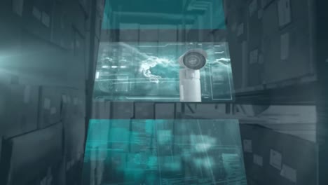 animación de diversos datos en pantallas sobre el almacén