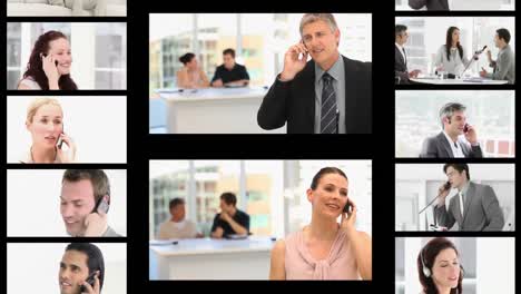 montaje de personas de negocios en el teléfono