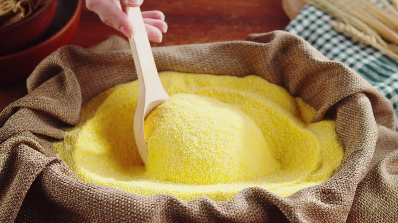 Pouring Cornmeal into a Sack
