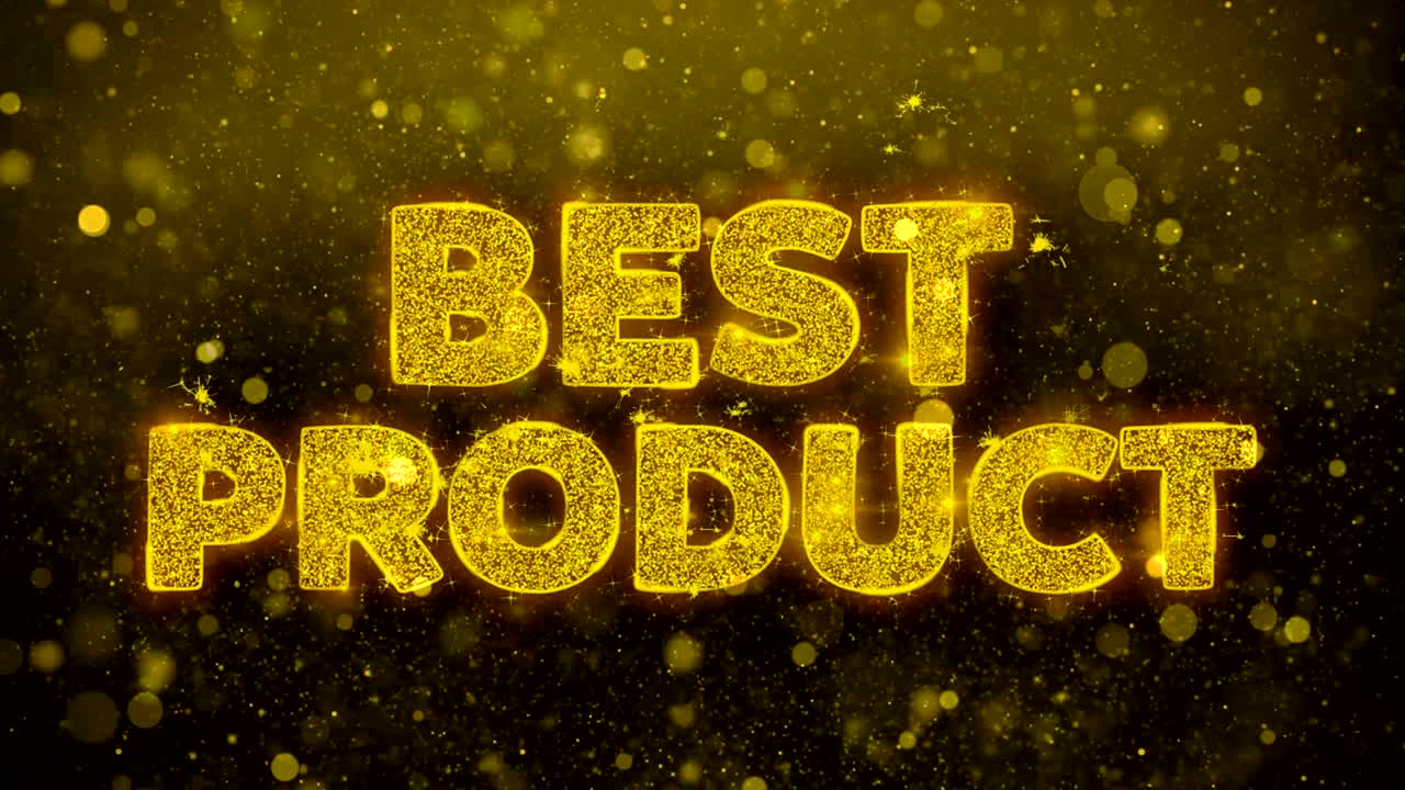 가장 좋은 제품 텍스트는 황금 반이는 반이는 입자 애니메이션입니다.