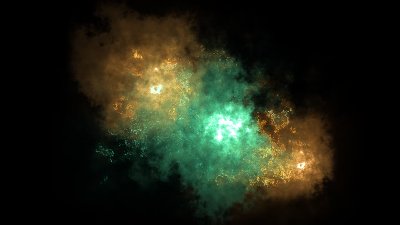 nebulosa de movimiento lento nube fractal esmeralda y oro
