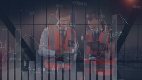 animación del procesamiento de datos y estadísticas sobre trabajadores y trabajadoras de almacenes