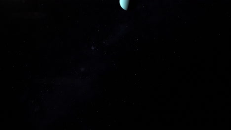 Planet-Uranus-with-Distant-Anamorphic-Sun-Flare-with-Camera-Slowly-Rising---3D-Animation-4K