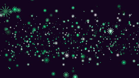 Flying-random-neon-colorful-snowflakes-in-dark-galaxy