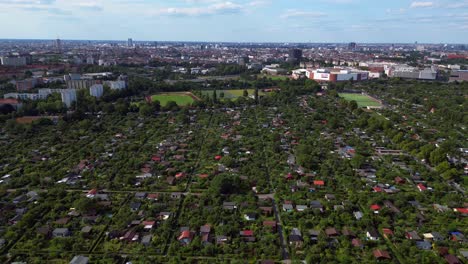 allotment gardens providing a green oasis in the city of berlin, germany
