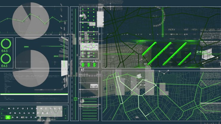 Animation of data processing over cardboard box
