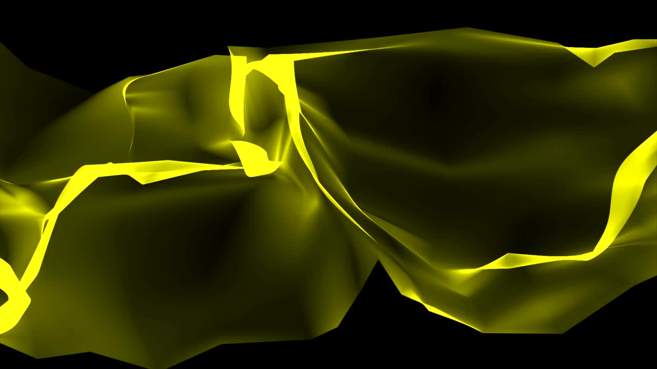 polígono digital cinta de seda suave ondulante amarillo fondo abstracto - nueva tecnología dinámica arte movimiento imágenes de video coloridas