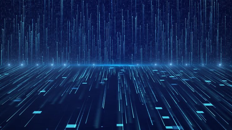 Visualizzazione 3D di big data, tecnologia futuristica, sfondo in loop 4K, presentazione visiva per l'analisi