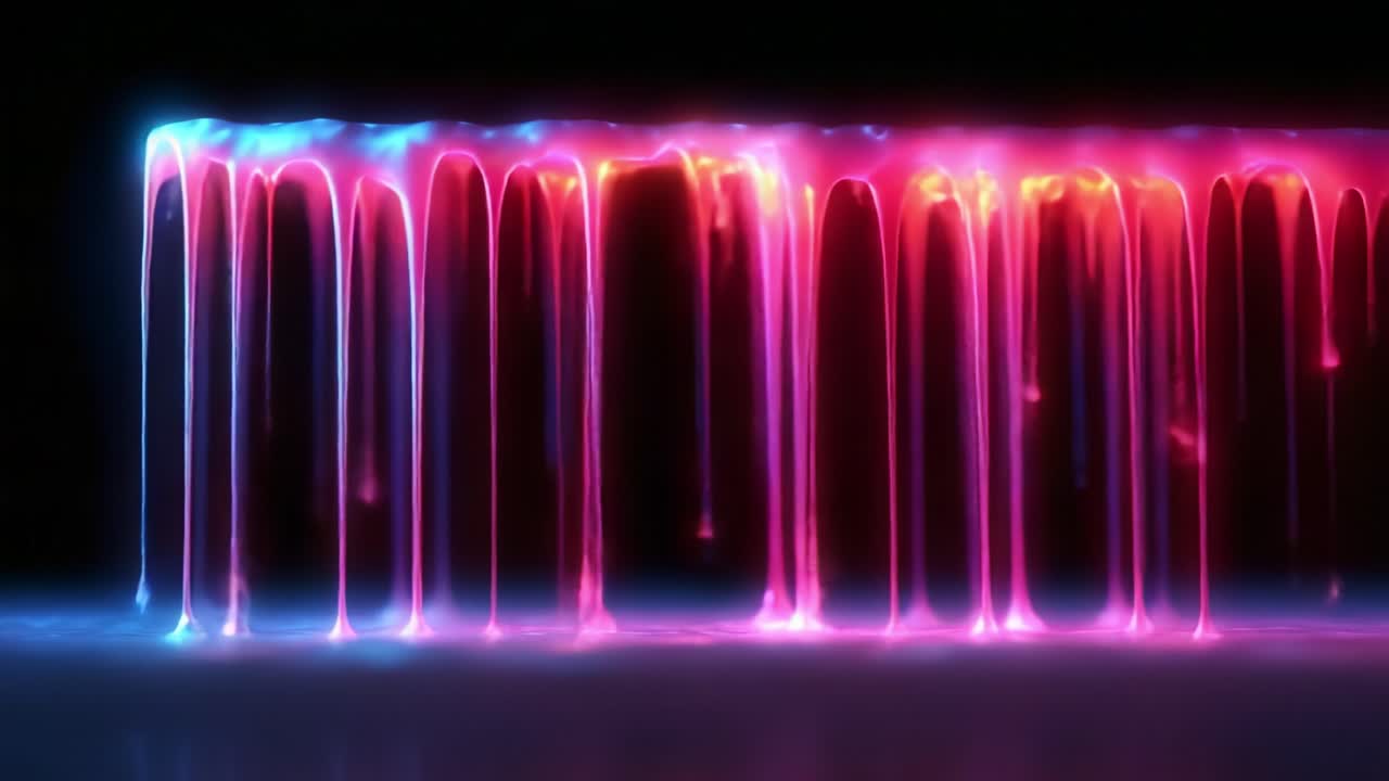 A Captivating Display of Colorful Dripping Lights: A Mesmerizing Visual of Neon Liquid Flowing in Cascading Patterns Against a Dark Background