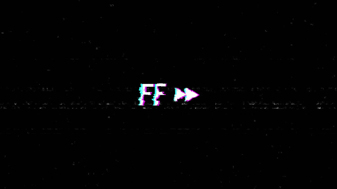 Fast Forward Symbol with Glitch Effect and Static Noise