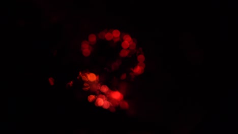 fondo de fuegos artificiales con bokeh y efecto de agujero negro óptico. círculo rojo