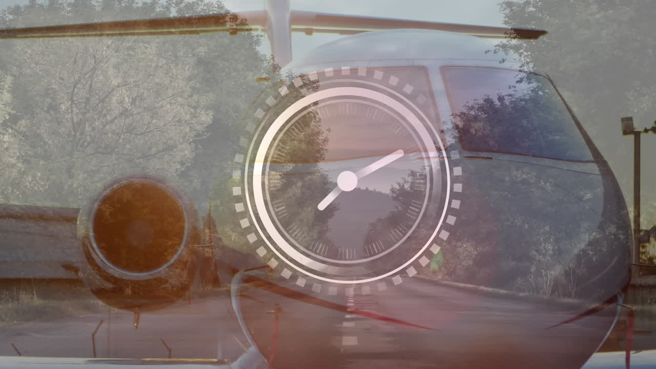 animación de un avión sobre el reloj.