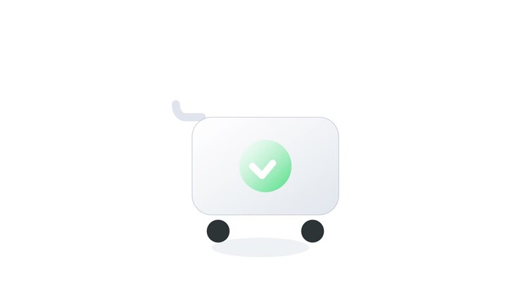 Animated Shopping Cart with Green Checkmark Success Icon