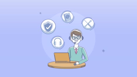 customer service business worker with laptop
