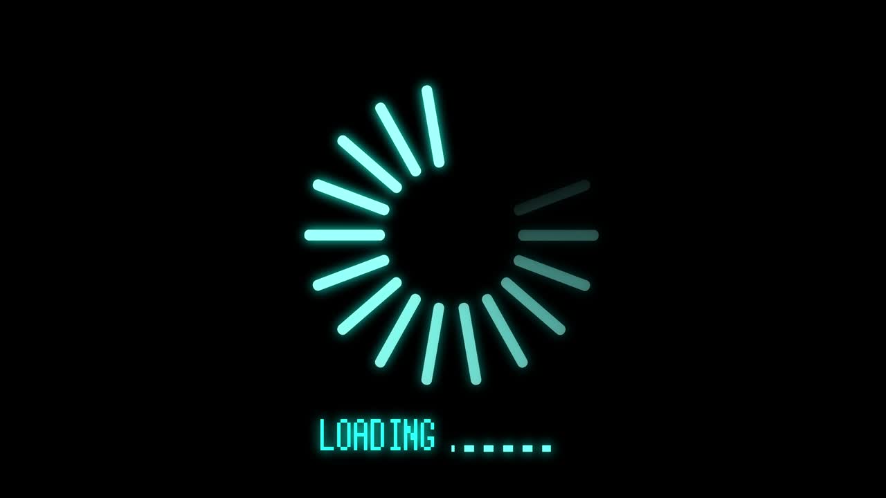 Loading circle icon on black background
