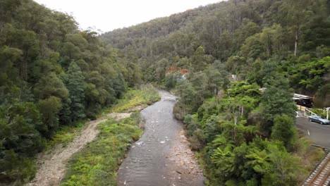 Fpv-flug-über-Den-Thompson-River-In-Gippsland,-Victoria