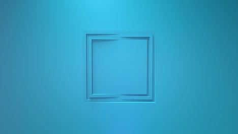 Blue business animation. Rotation of square frames. 3d rendering, window, loop, minimalistic solid color. Somersault