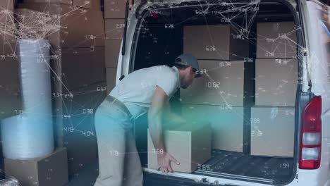 deliveryman loading packages in a van