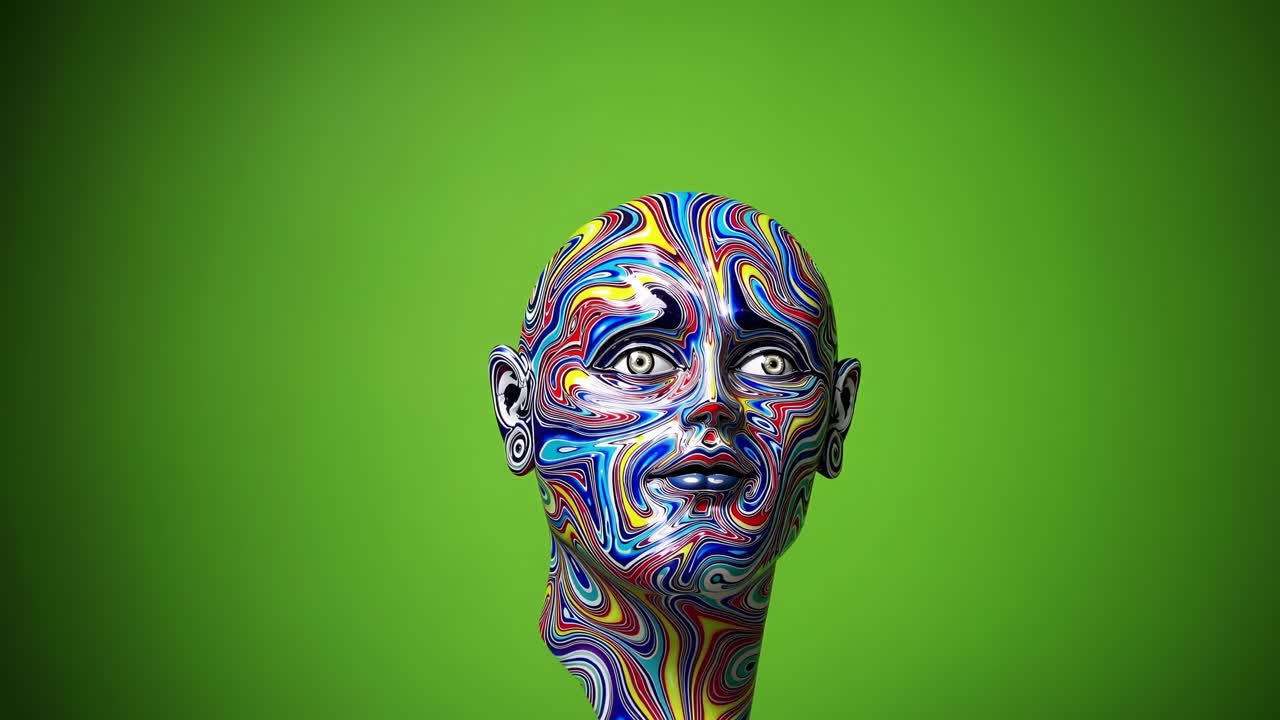 cabeza abstractamente colorida