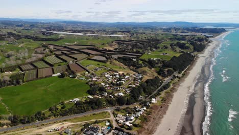 Aerial-over-Waiotahe-beach-in-New-Zealand-popular-destination-at-East-Cape