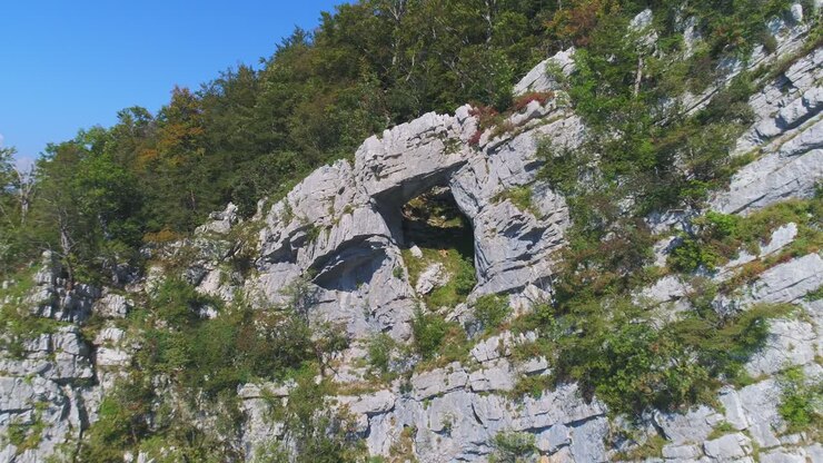 Beautiful natural arches on the mountains in Kostel valley, Slovenia