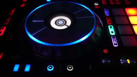 downward shot of a dj booth spinning in a night club, hd 1080p, 59.94p b roll