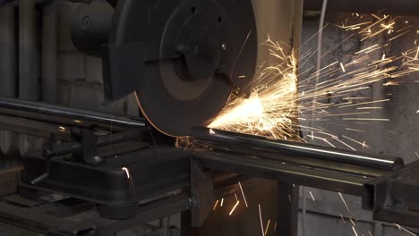 shooting of working process on lathe with circular saw in workshop