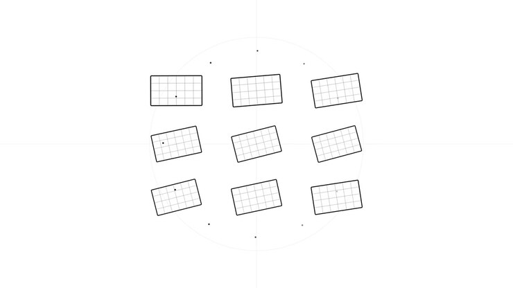 Abstract Animation of Rotating Grid Rectangles on White Background
