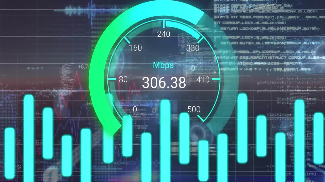 animación del procesamiento de datos sobre el velocímetro