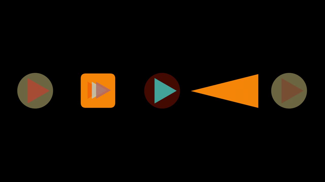 botones de reproducción de colores de diferentes formas