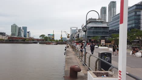 panoramic view of puerto madero dock waterfront street and skyscraper buildings of buenos aires travel neighborhood, business center