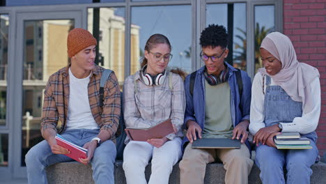 college students studying together on campus