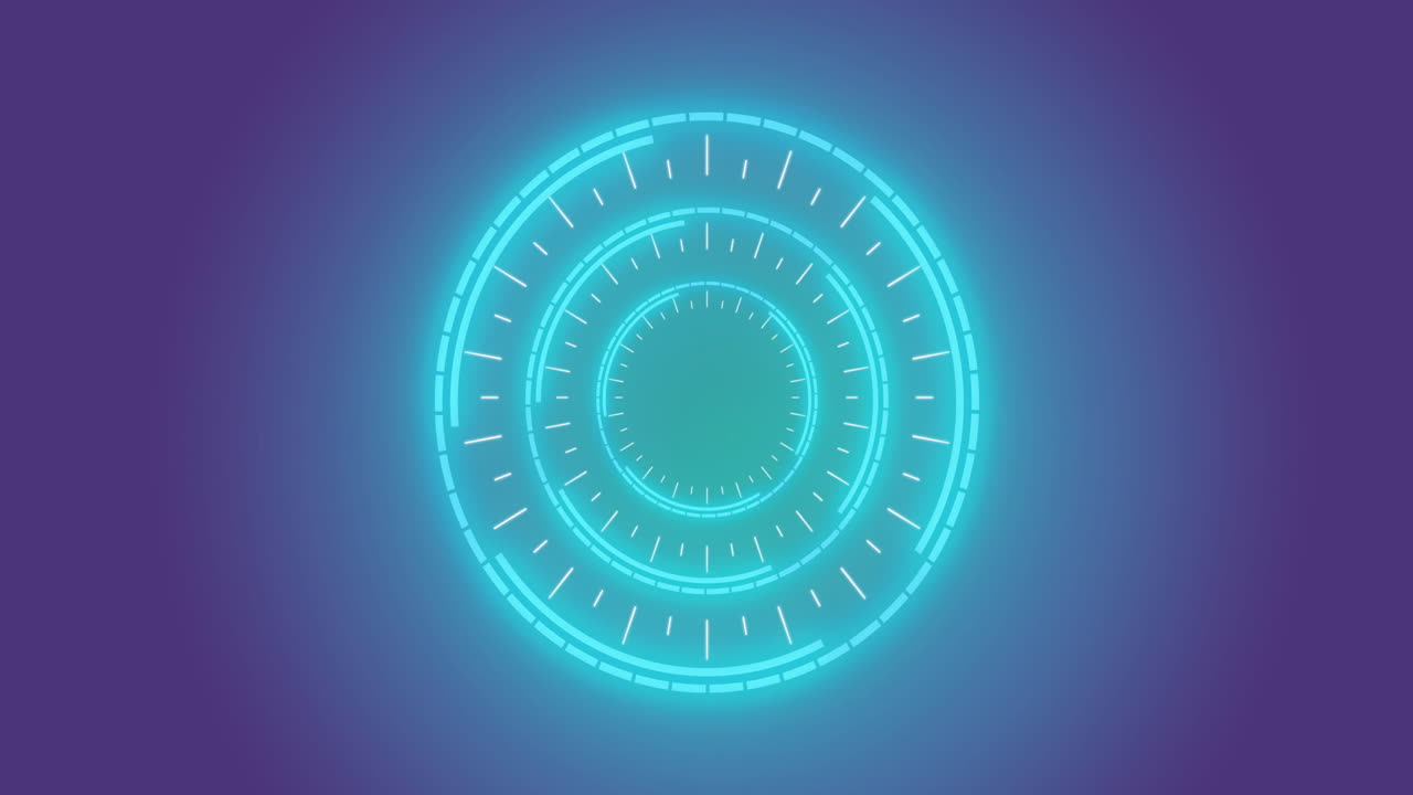Animation of neon scope scanning on blue background