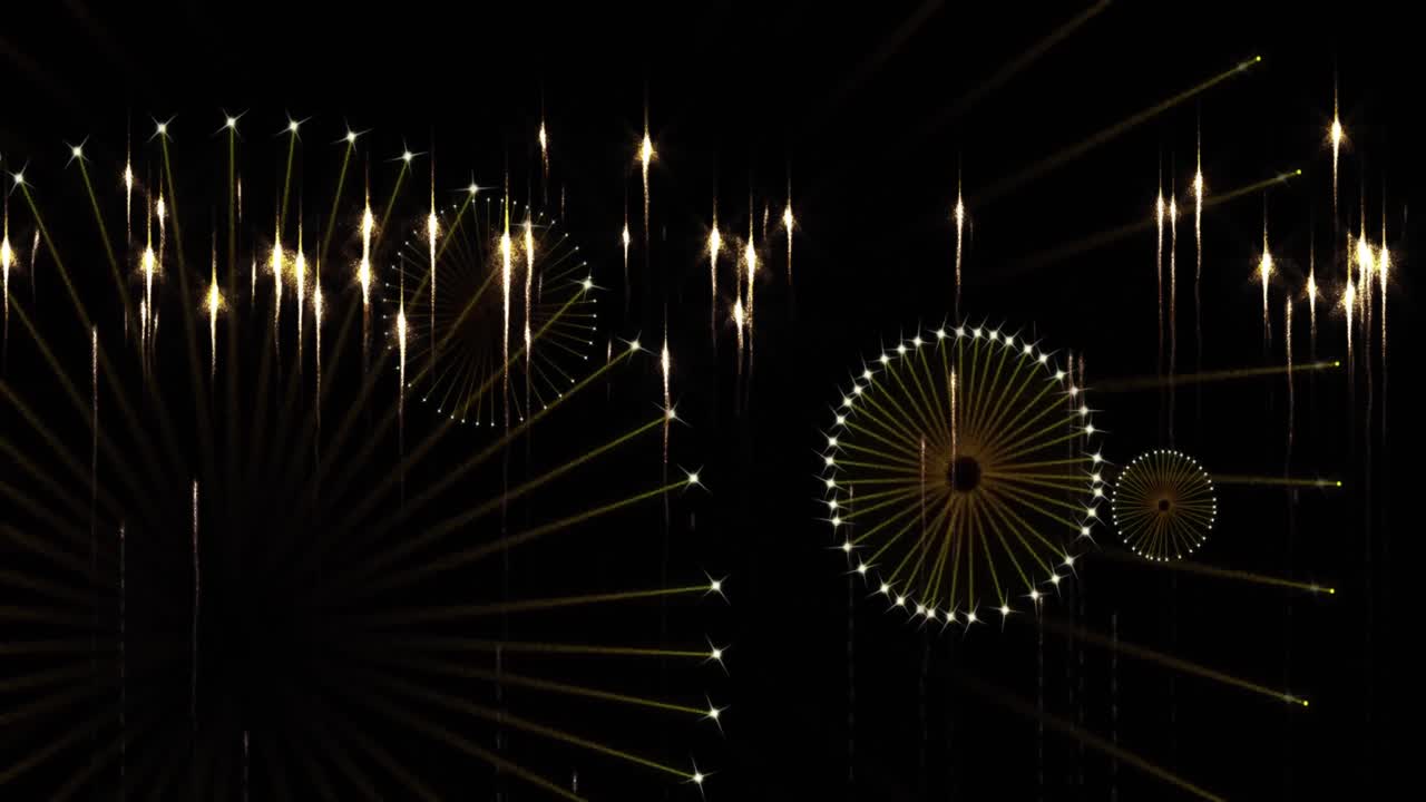검은 바탕에 불꽃놀이의 애니메이션
