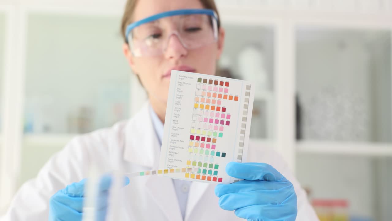 Scientist Performing Water Quality Test with Test Strips in a Laboratory