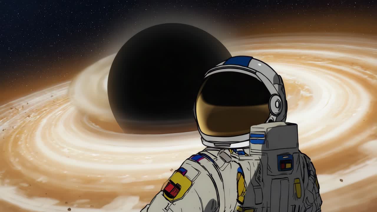 Astronaut og sort hul i rummet