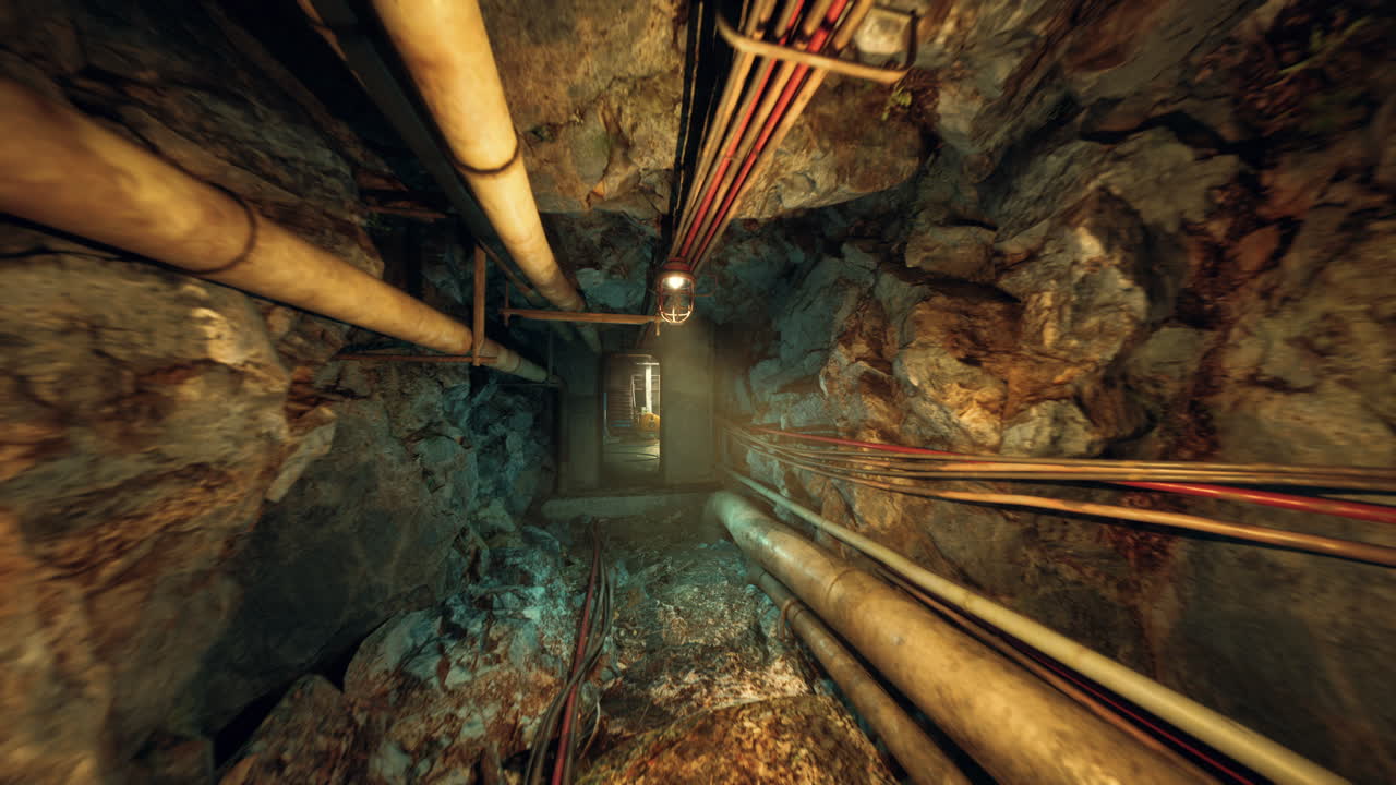 Rescue training inside plunging underground maintenance tunnel