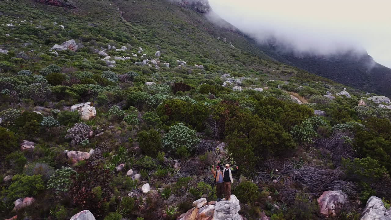 Hikers on a mountainside