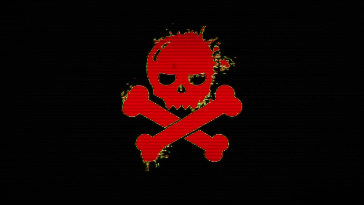 transición de fallo moderno con crimen cibernético y texto de cráneo