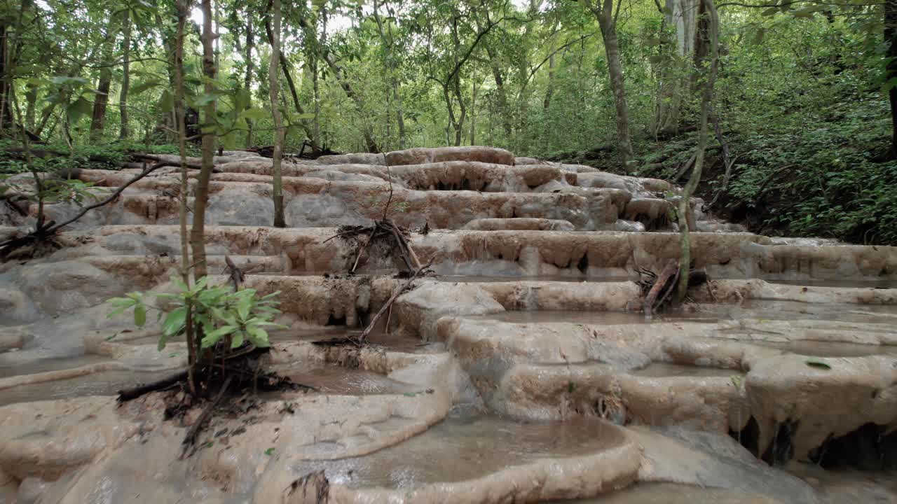 Drone shot of The extremely fragile karst waterfalls of Barra Honda National Park, Costa Rica