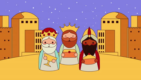 cute wise men manger characters animation