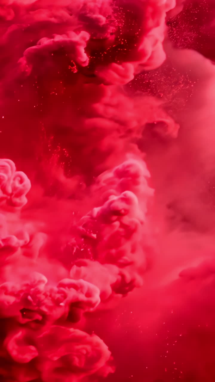 A red cloud of smoke is billowing out of a fire. The smoke is thick and dense, creating a sense of chaos and destruction. The image evokes feelings of danger and urgency